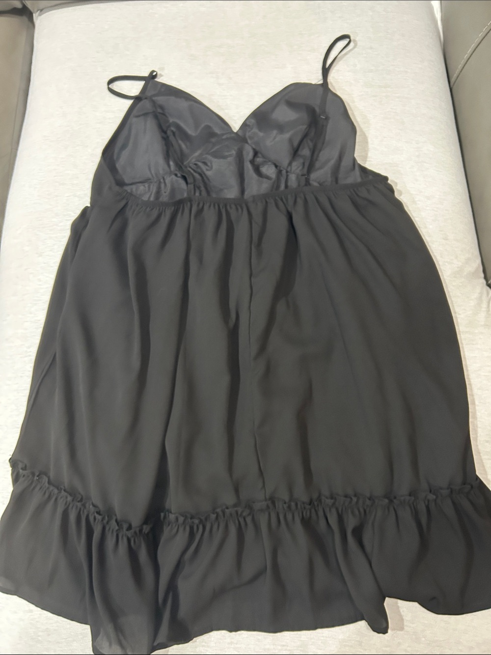 SHEIN Black Spaghetti Strap Ruffle-Hem Mini Dress Sz 2XL - Picture 6 of 7